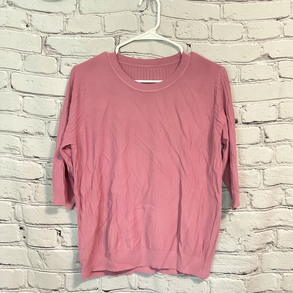 Pink Knit Ribbed Blouse - Picture 2 of 7
